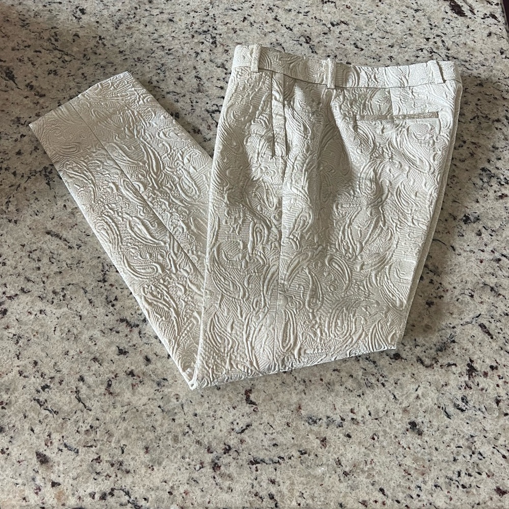 J Crew Elegant Cream Textured Women’s Pants with Shimmer